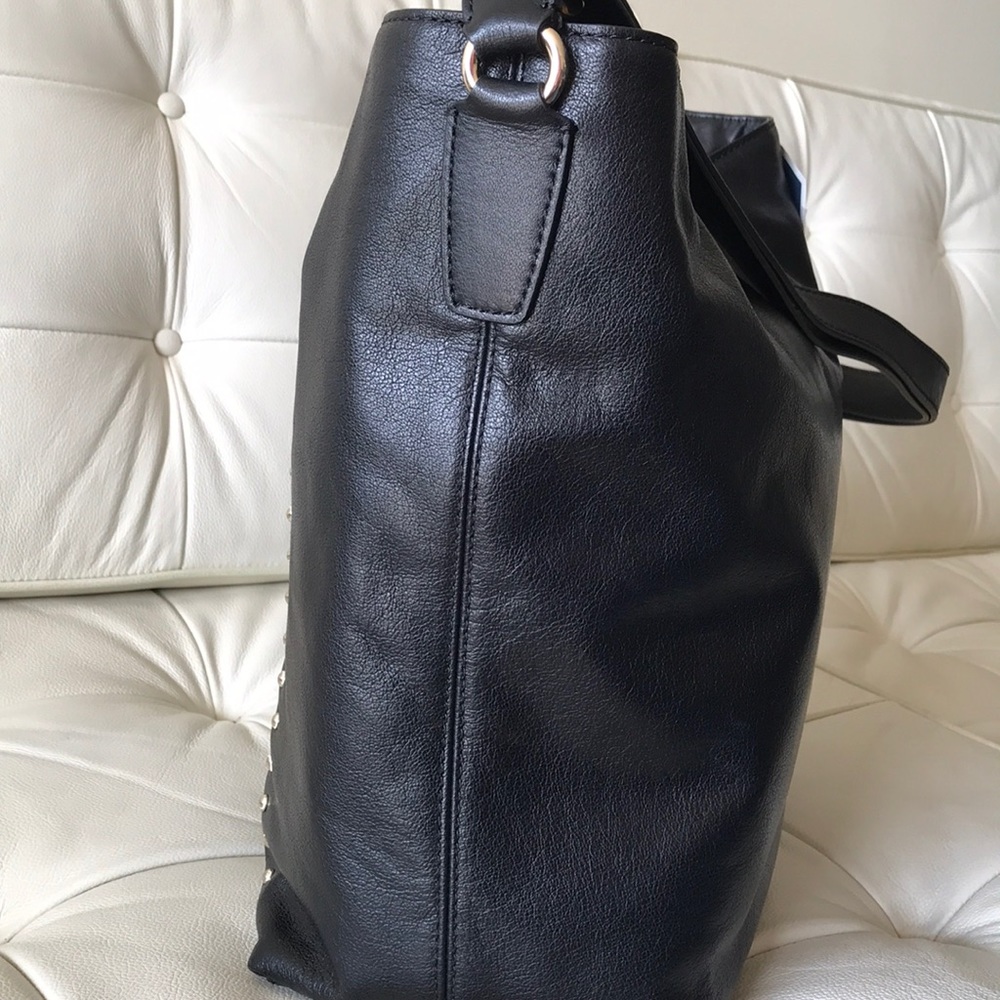 Cole Haan Studded Black Leather Bucket NWT - Picture 3 of 8